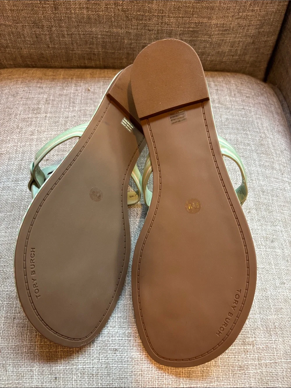 New in Box Tory Burch Miller Leather Sandals in New Ivory/ Meadow Mist size 9.5